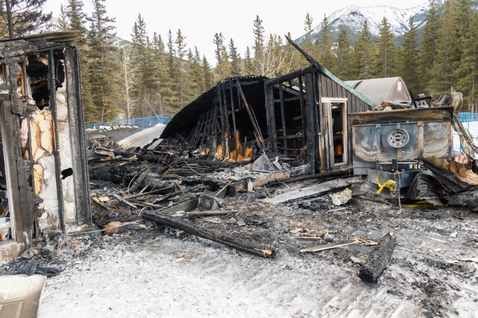 The aftermath of a fire in Exshaw over the weekend has affected several occupants of industrial space that burned down. CHELSEA KEMP RMO PHOTO 