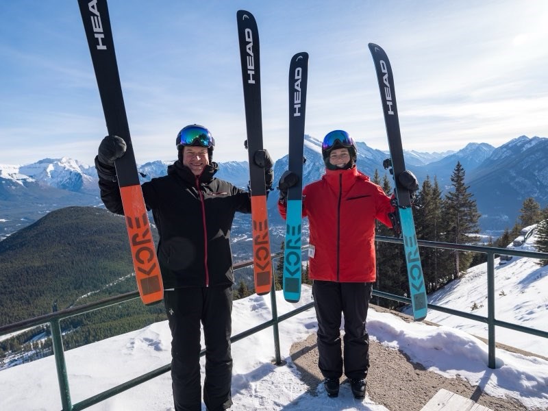 Greg Scott and daughter Hali ScottSmith finish their journey of skiing at all 39 lift-service ski hills in Alberta at Mount Norquay Ski Resort in Banff on Sunday (Jan. 26). SUBMITTED PHOTO