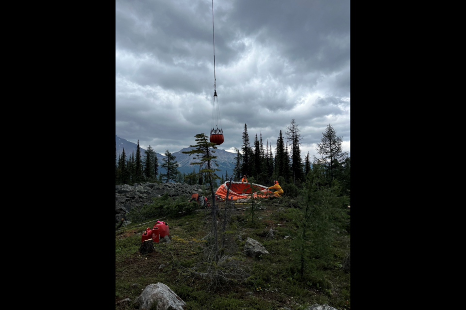 Parks Canada fire crews continue to work to put out a fire south of Hector Lake in Banff  National Park. PARKS CANADA PHOTO