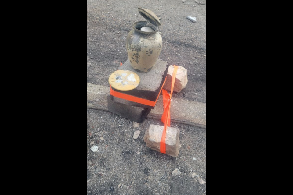 An urn containing the ashes of a treasured family dog survived the destructive Jasper wildfire. Contributed photo