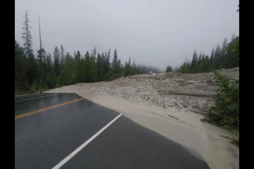 Reddit poster, Src248, uploaded this photo of what is said to be the mudslide near Saskatchewan River Crossing in Banff National Park on Saturday (Aug. 17) to the social media network. REDDIT