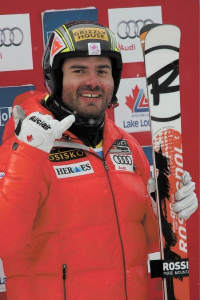 Jan Hudec was all smiles in the finish area following his downhill run.