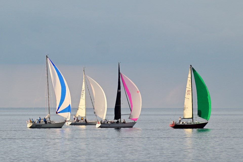 Sailboats at Canatara Beach at sunset