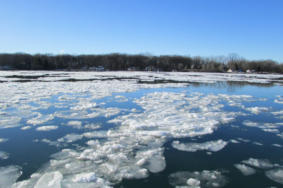 The ice floes are here in abundance, St. Clair River/Ferry Dock Hill