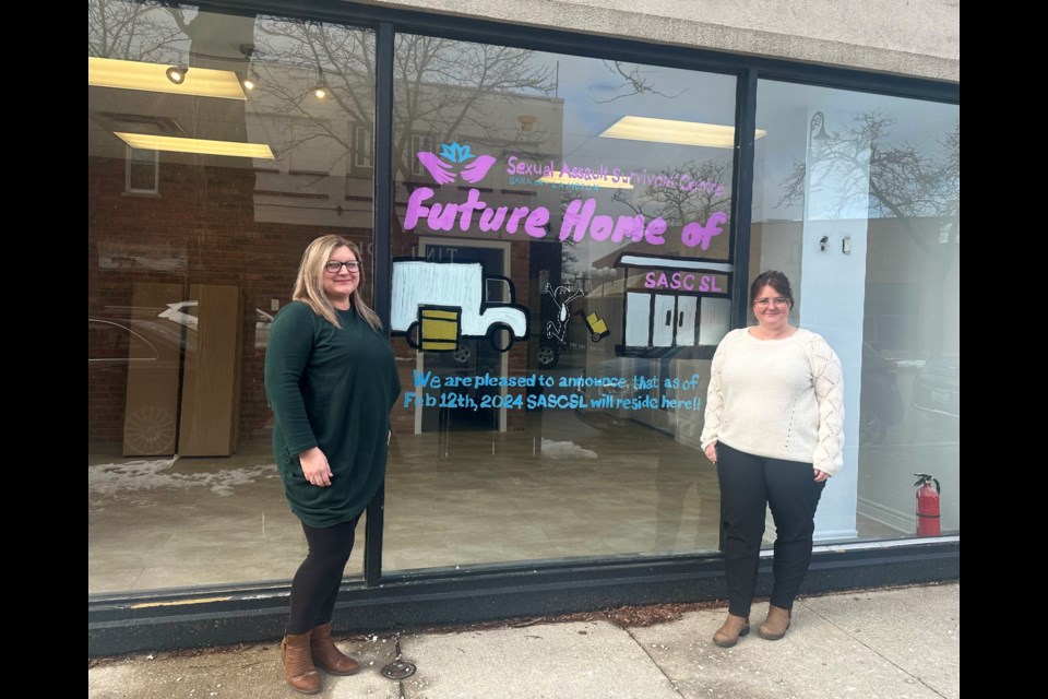 Trish Vanoosterom, (left) Public Education Coordinator at the Sexual Assault Survivors' Centre Sarnia-Lambton, stands with Executive Director Chantel Butterfield, outside their new location at 145 Christina St. N.