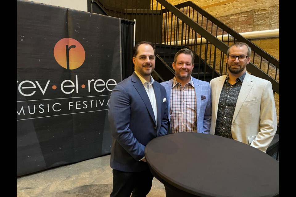 The guys behind the third annual Revelree Music Festival in Canatara Park this summer are, from left: Scott Palko, Cam Shipley, and Ian Fader.