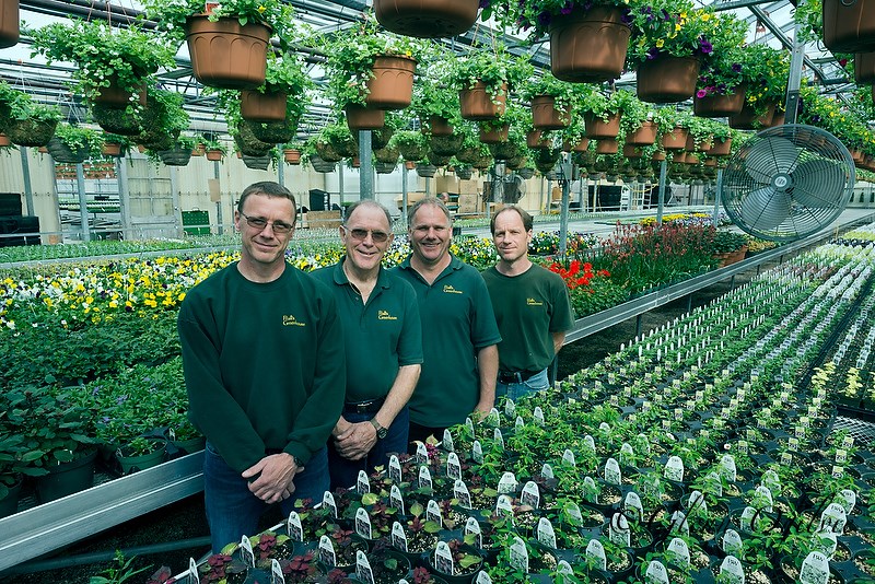 Inside Praill&#8217;s Greenhouse with Ian, Bruce, Sean and Chad Praill.