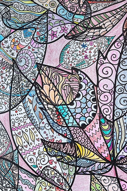 Adult colouring pages are often abstracts, nature scenes or feature spiritual iconography. Glenn Ogilvie