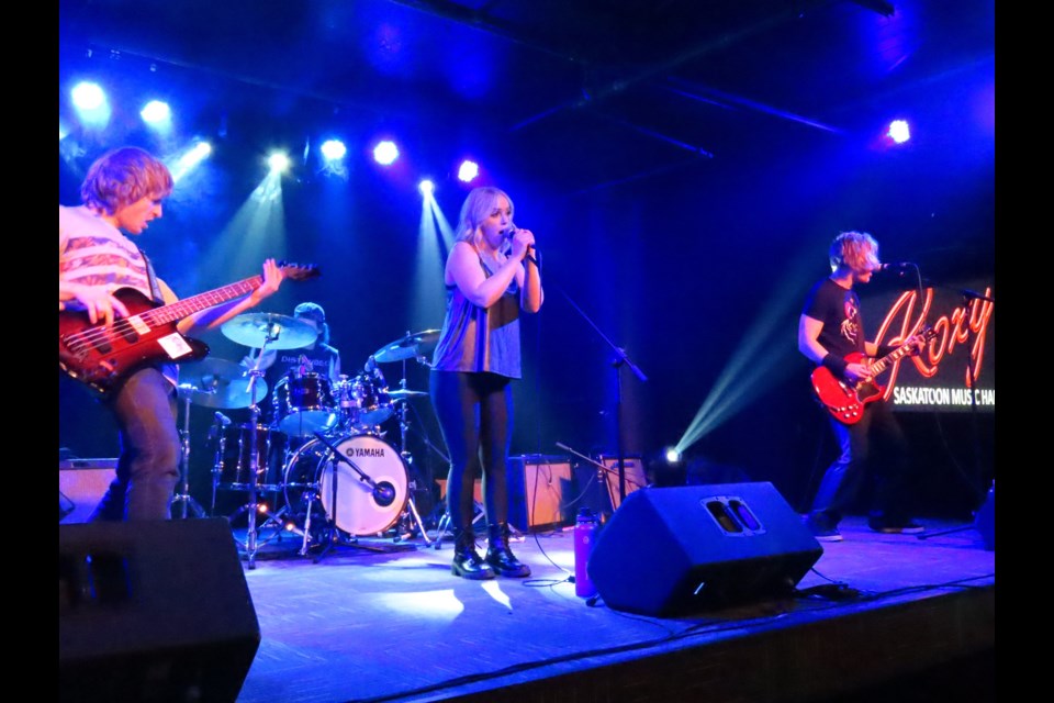 The group brought the house down onstage at The Roxy to the delight of a big turnout of Outlook supporters. Photo: Derek Ruttle/The Outlook