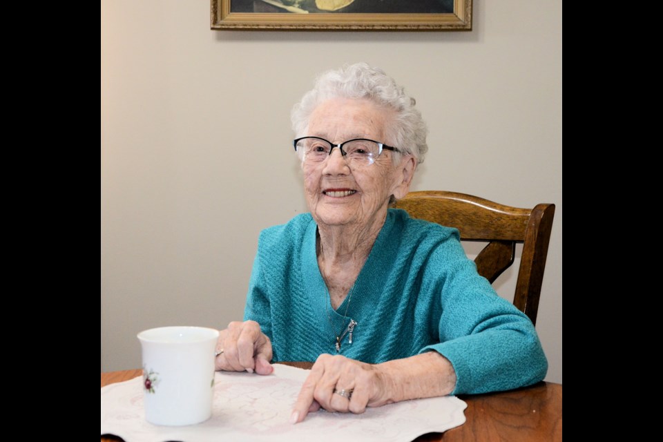 Jeanne Cumming, still smiling at 100-years-plus. 