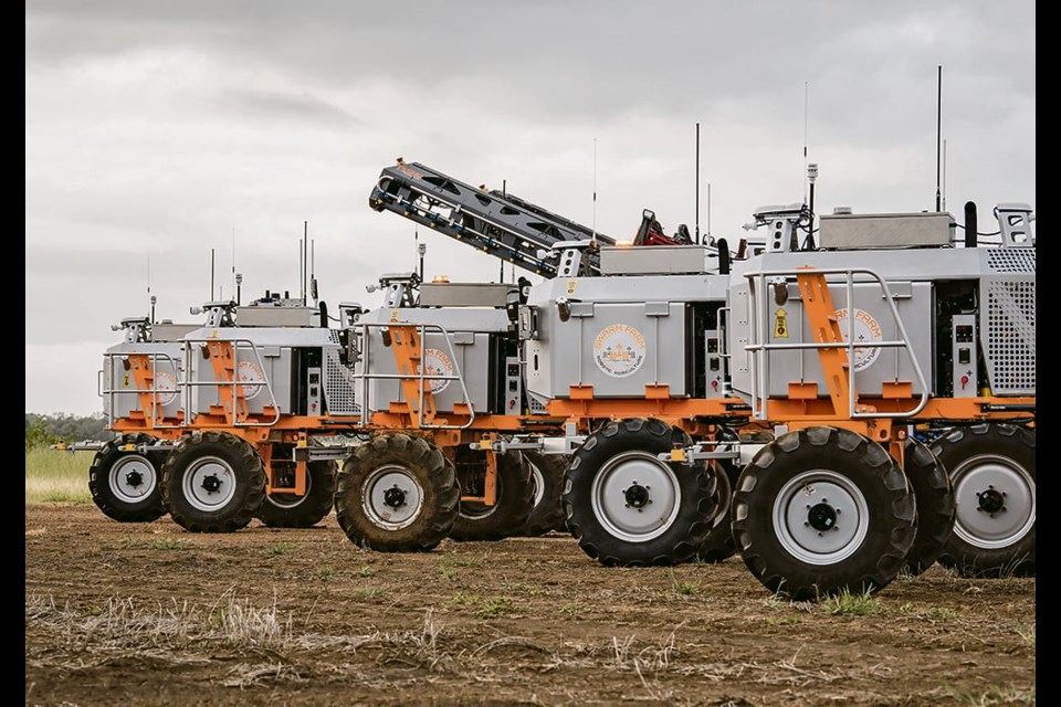 SwarmFarm robots weigh about 2.5 tonnes and act as a platform for other technologies. Other companies add their own components, whether they be sprayers, planters or fertilizing equipment. 