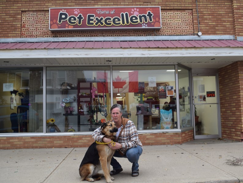 Jennifer Lizuck recently opened Pet Excellent, a pet supply business in Canora. She has been interested in animals pretty much ever since she can remember, and here is joined by her dog Maggie, a prairie special. 