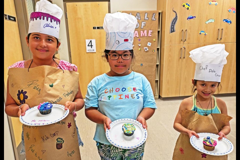 The top three cupcake designs, with results compiled from a number of judges, were by Atrisa Farhadi, left, in first; Loudin Relucio, second, and Ava Dela Cruz, third.