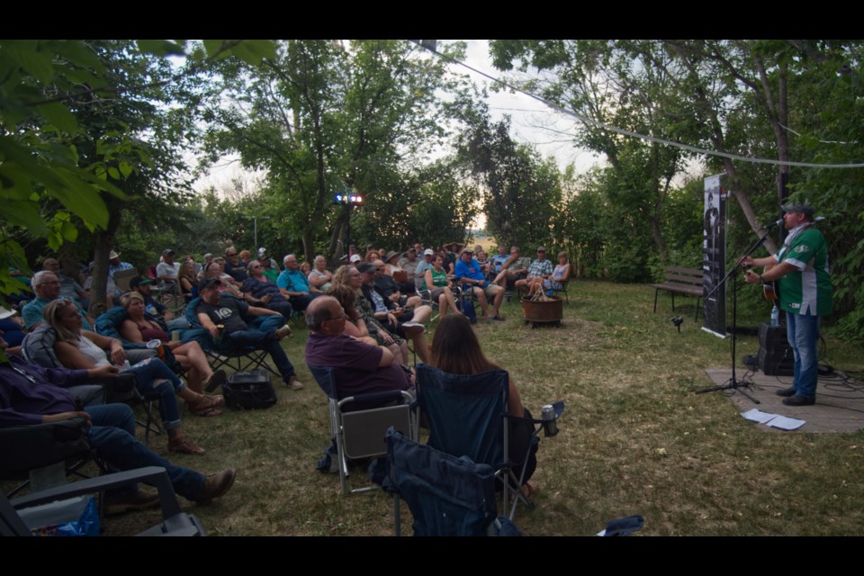 A crowd of 60 found room in the backyard of Wood River Inn & Studio on July 22 to see JJ Voss take the grassy stage.