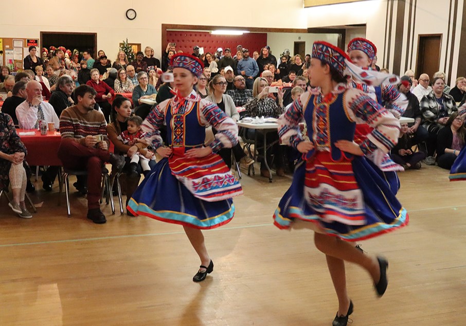 There was just barely enough room for the dancers to perform in front of the full house at the Malanka celebration on Jan. 10 at Rainbow Hall in Canora. 