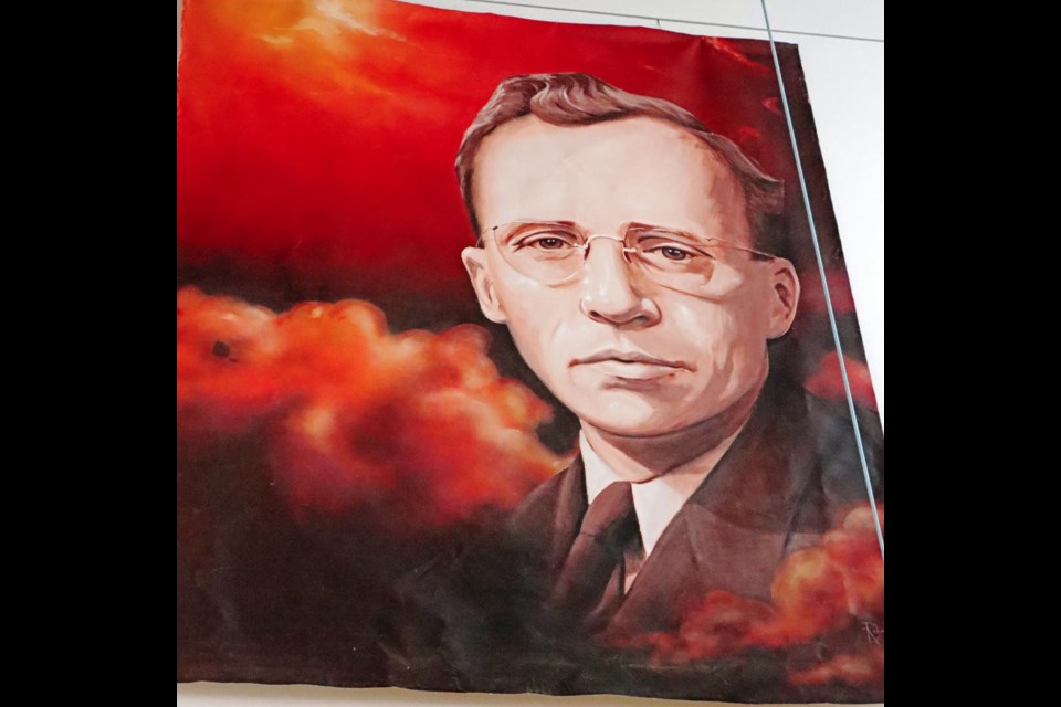 This painting of former premier Tommy Douglas was signed by a "Robin" - but no success has yet been found in determining who the artist was, or how or when this work ended up in the City of Weyburn's Permanent Art Collection.