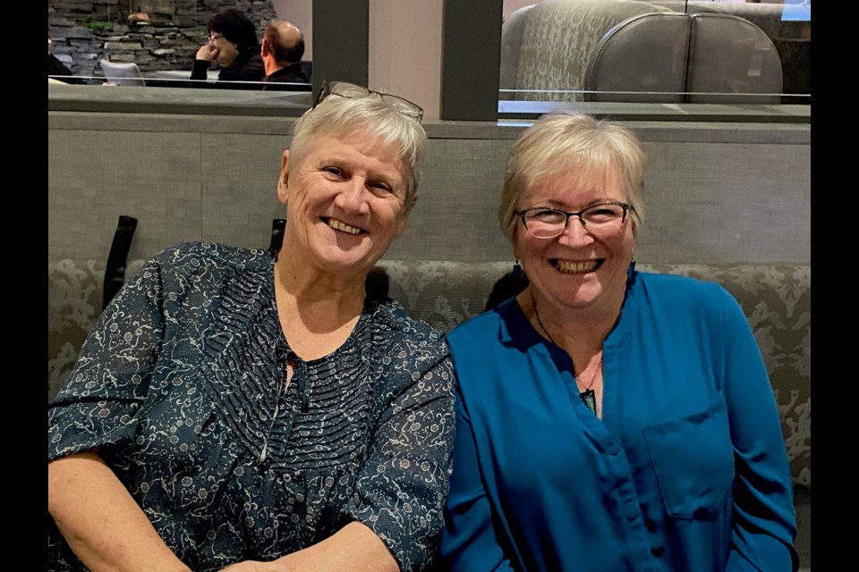 Donna Pitts (left) came with Sheryl Brook for a weekend workshop with Battlefords Blend Harmony Chorus. Brook is a gifted coach and a member of Region 26 education faculty. Pitts is the lead bass with Hearts of Harmony Chorus and is currently taking an arranger’s course.