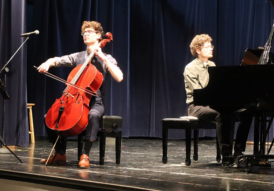 Prairie Sons, with David Liam Roberts playing the cello and Godwin Friesen on piano, performed A Love Letter to the Prairies at Canora Composite School on March 6 for an appreciative audience.