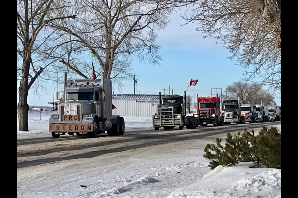 A truck rally in suppport of the national freedom convoy was held in Unity on Jan. 29.