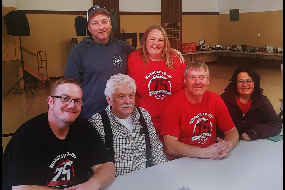 Some of the volunteers for the event were, from left: (back row) Past General Manager Jerrod Willoughby and Current Petroleum Manager Wendi Riddell-Reine, and (front) Current General Manager Justin Petelski, Past General Manager Richard Mcleod, Petroleum Driver Rick Pawliw, and Administration Tania Zawislak.