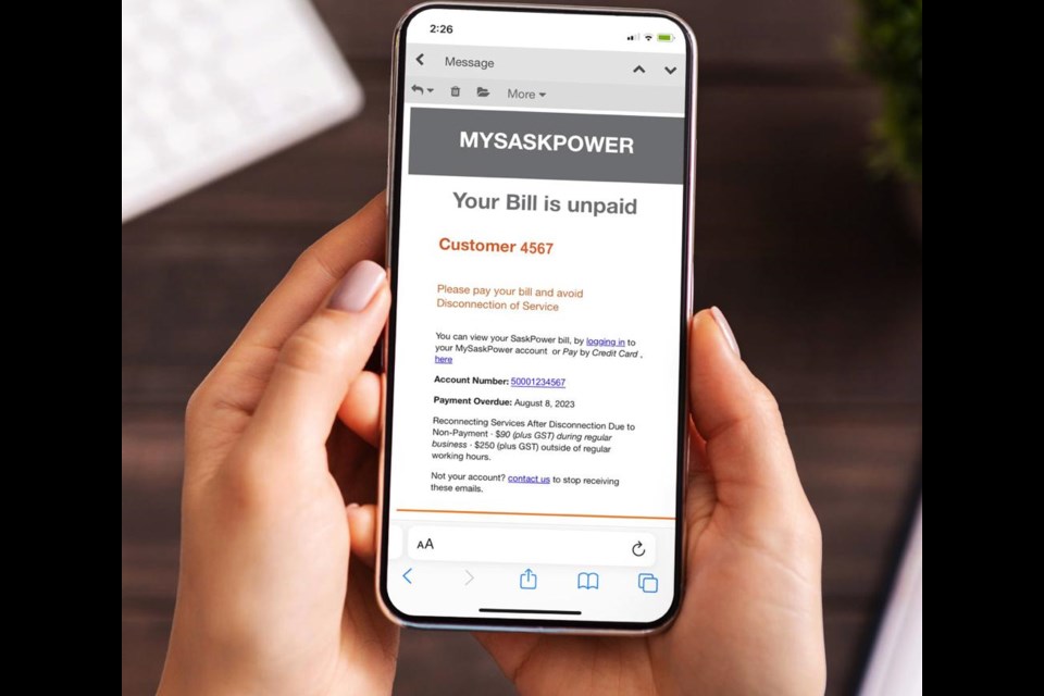 SaskPower issued an advisory warning customers about an email scam that is asking people to pay their bills or get disconnected.