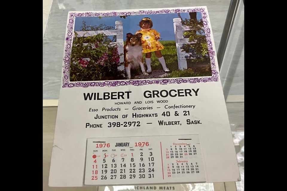 A 1976 promotional calendar from Wilbert Grocery is on display for the start of the new year at the Clayton McLain Memorial Museum Archives located in downtown Cut Knife.