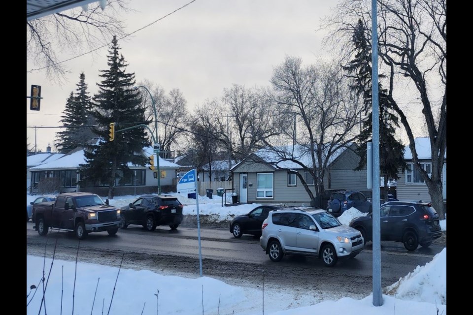 Traffic builds up at Central Avenue and 105th Street intersection after a power outage on Tuesday, Dec. 3.