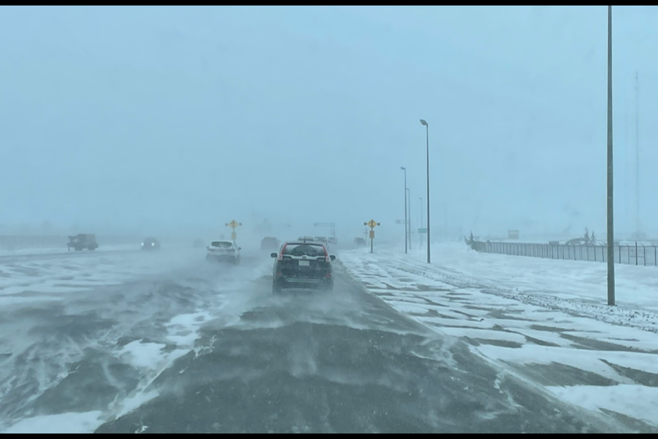 The latest snowstorm in Regina is bringing winds, creating visibility issues on the roads.