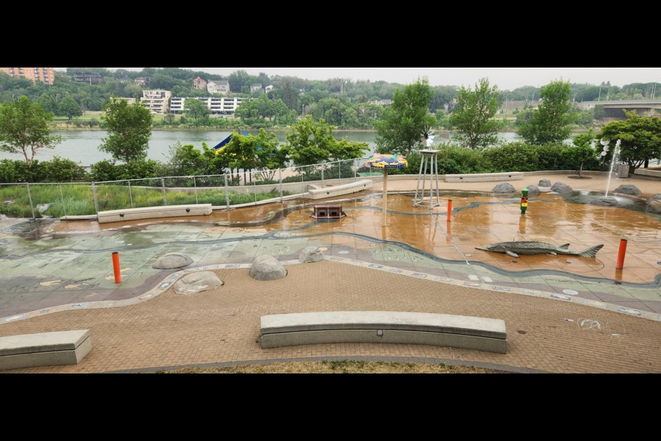 Residents can cool off at the River Landing Spray Park when it becomes too hot.