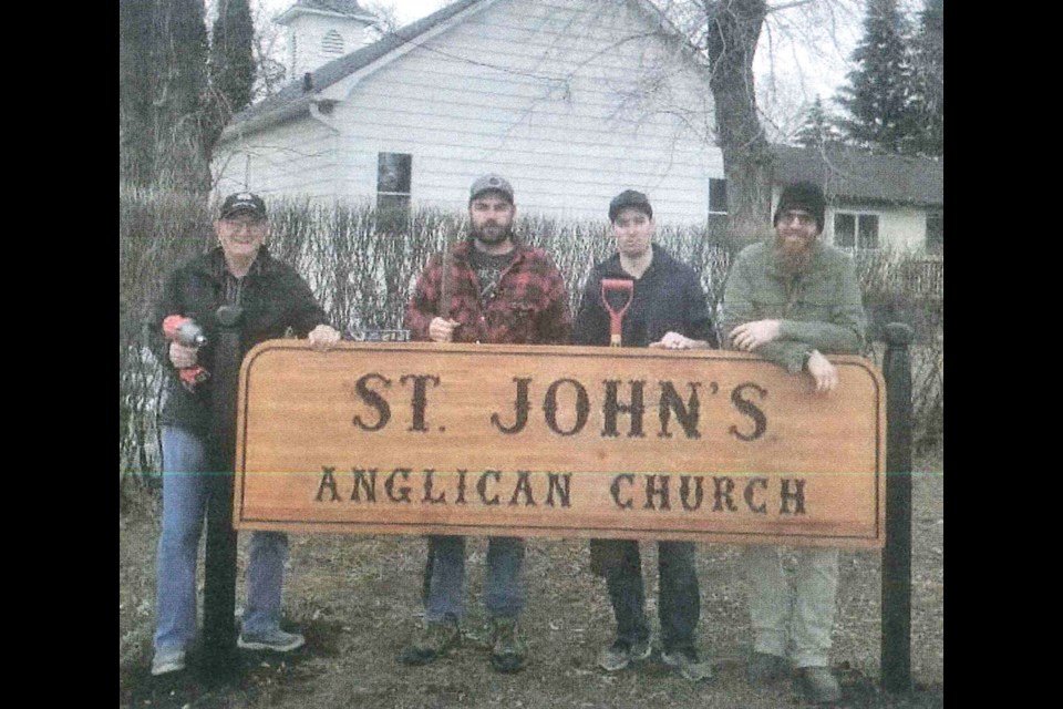 The June 2023 issue of the Saskatchewan Anglican publication shows a photo of the new home of the sign, in Borden, given from Unity's Anglican Church property as the church has been closed and the location/building is up for sale.