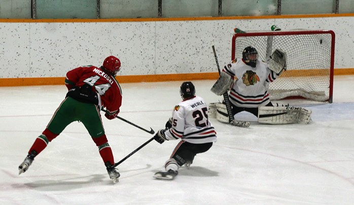 The Cobras offense received a shot in the arm against Langenburg when Scott Mickoski picked the top corner, glove side, on this shorthanded goal during the Jan. 24 game in Canora.