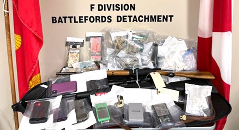 North Battleford RCMP seized drugs, cash and weapons following a traffic stop that led to a search of a home June 5 on the 300 block of 29 Street in Battleford. 