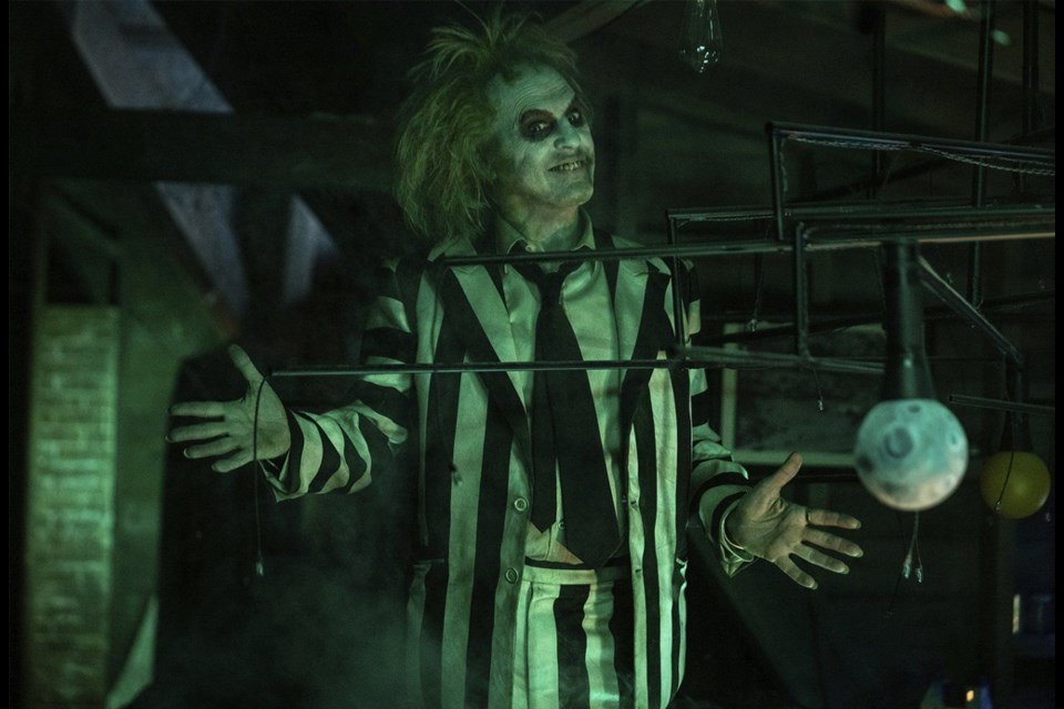 This image released by Warner Bros. Pictures shows Michael Keaton in a scene from "Beetlejuice Beetlejuice."