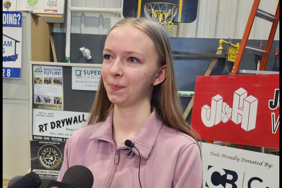 Charlotte Salamon, a 12th-grade student at Mt. Royal Collegiate, tells her story of getting into the High School Carpentry Apprenticeship program.