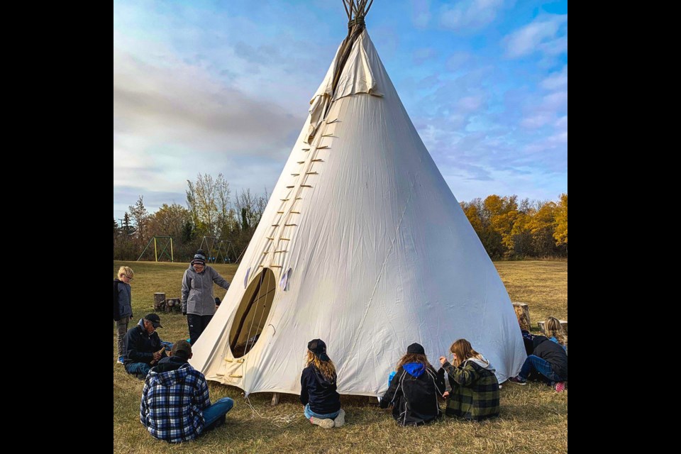 A teepee is central to the Bulyea Outdoor School program.