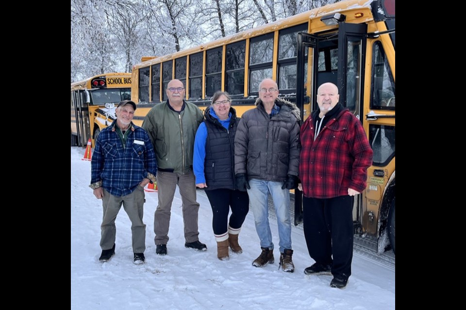 Canora Junior Elementary School paid tribute to its bus drivers on Nov. 27 for Bus Driver Appreciation Day. Hard working bus drivers in the photo are: Peter Sikora, Wayne McInnes, Brenda Murray, Howard Howells, and Jim Tills. Unavailable for the photo was Sherri Roebuck. 