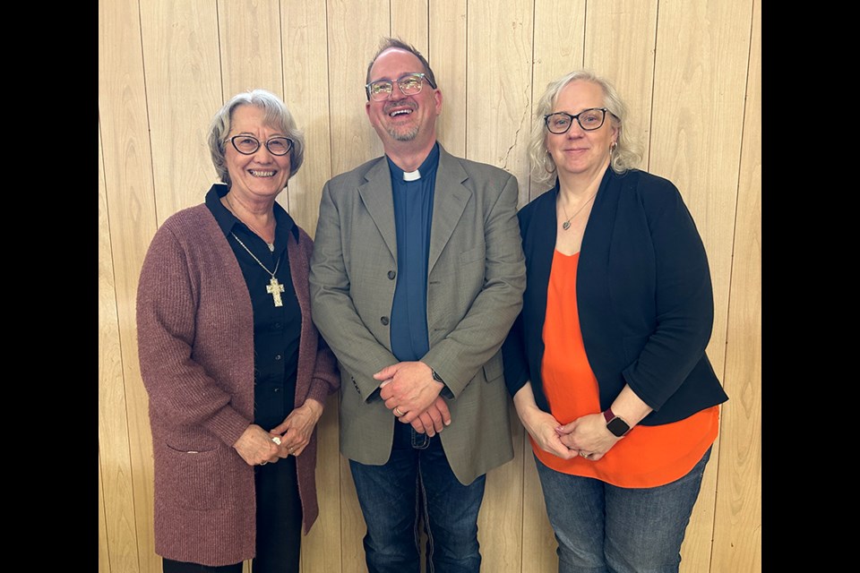 Presenters at the Living Hope Workshop held at the St. Joseph’s Parish Centre on May 4, from left, were: Virginia Battiste, the Deacon Eric and his wife Melissa Gurash. 