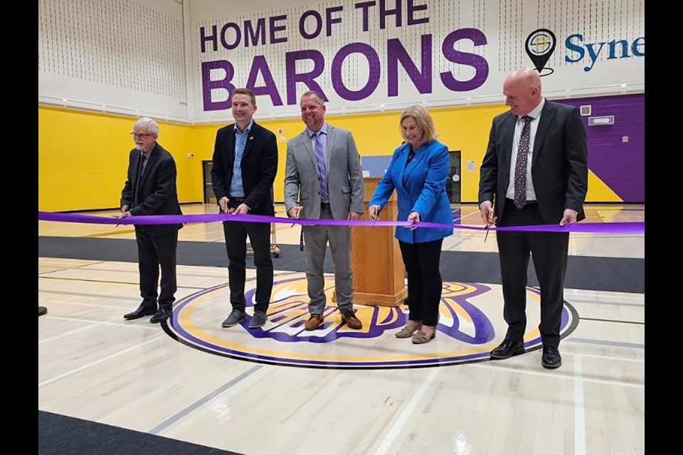 The ribbon cutting ceremony to celebrate the completion of a renovation and expansion of Lloydminster Comprehensive High School.