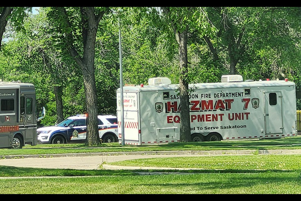 A hazmat vehicle at the university.