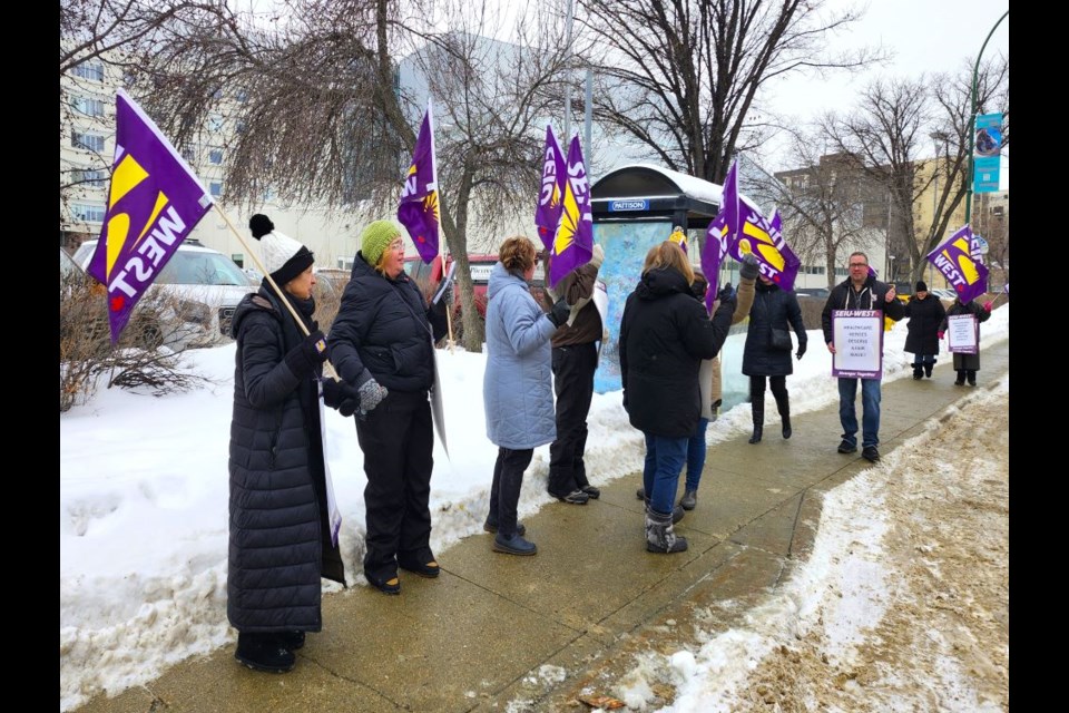 Service Employees International Union-West members staged a picket outside the Saskatoon City Hospital on Wednesday, Jan. 22.