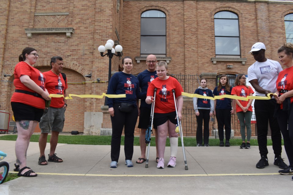 Page Rosvold cuts the ribbon to signal the start of the 2024 Terry Fox Run on Sunday, Sept. 15, at the Delta Bessborough Hotel Garden.