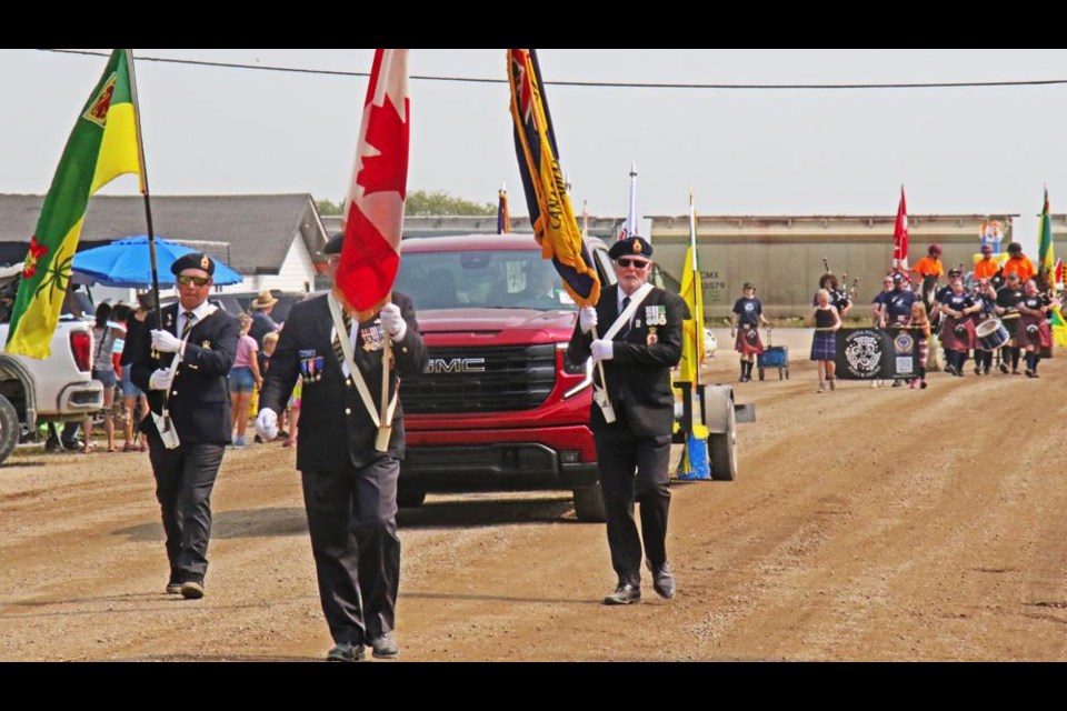 The Legion's colour guard were the lead to the Creelman Fair parade on Saturday morning.