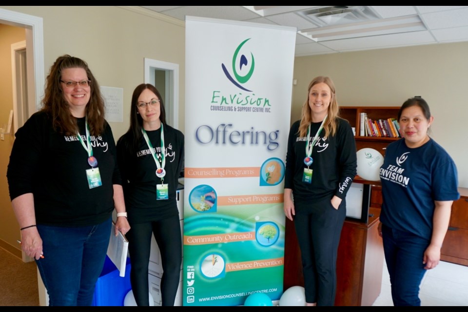 Envision's executive director Lynda Rideout, communications specialist Raven Daer, director of operations Laura Melle, and board member Aimee Haralson were on location at the Estevan centre for the celebration of the organization's 30 years.