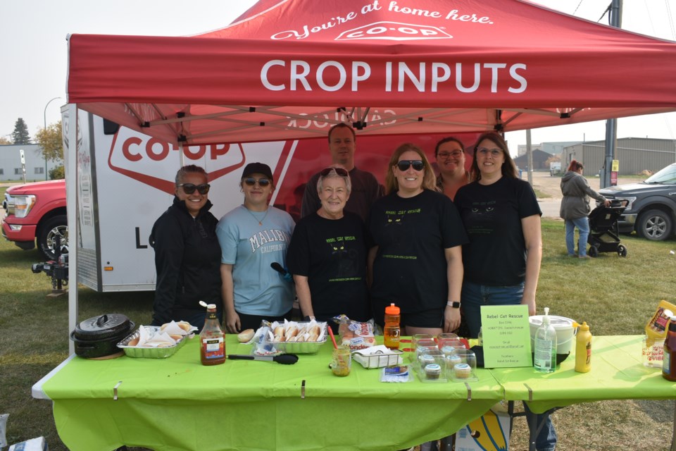 Volunteers working at the Rebel Cat Rescue barbeque were, from left (back row) Corey and Chantel; and (front) Cassandra, Jayd, Donna, Kristen and Angela.