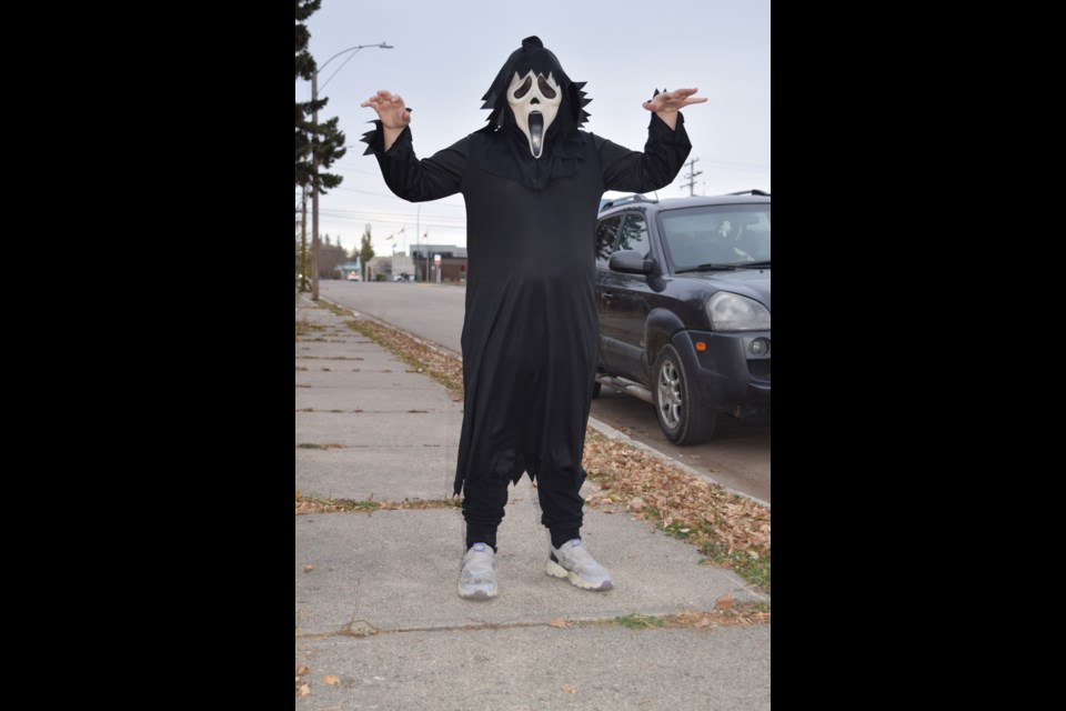 Tia-Lynne Wilson, aka “The Scream,” was a scary sight for anyone on the streets of Canora on Halloween.