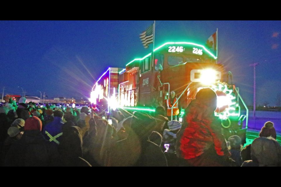 The CPKC Holiday Train pulled into Weyburn on Sunday evening, with a large crowd on hand awaiting its arrival.