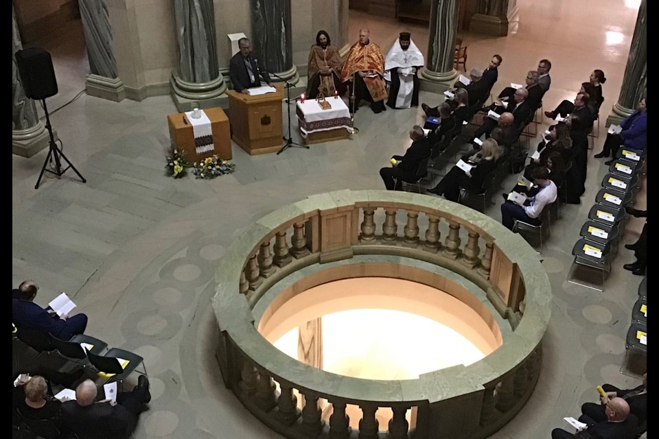 The scene in the rotunda Tuesday as ceremonies marking the Holodomor took place.