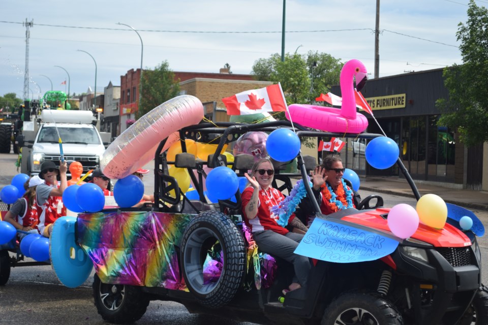 The Kamsack swimming pool brought out squirt guns and as many pool floaties as they could put onto their vehicle.