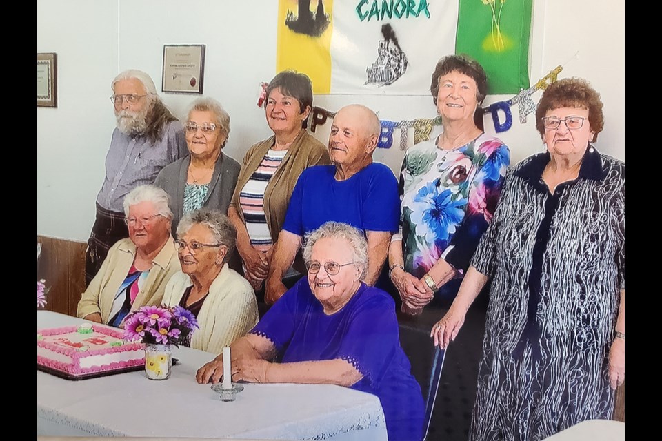 The Keen Age Centre in Canora celebrated March and April birthdays with a barbecue on May 28. Birthday celebrants, from left, were: (back row) Joe Middlemas, Violet Kopec, Roberte Horlacher, Robin Rubletz, Lorraine Katelnikoff and Nettie Okrainetz; and (front) Polly Ripa, Emily Achtemichuk and Genevieve Borys.