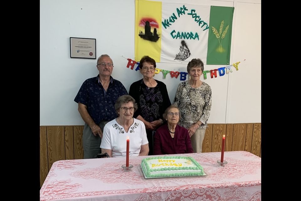 At the Keen Age Centre birthday celebration on Aug. 20, birthday celebrants, from left, were: (back row) Charlie Rudachyk, Vi Zelinski and Evelyn Dergousoff, and (front) Elsie Obodiak and Iris Bodnarchuk. 